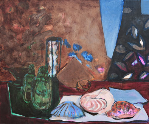 Flacons verts et coquillages - 15F (65 x 54) - huile sur toile